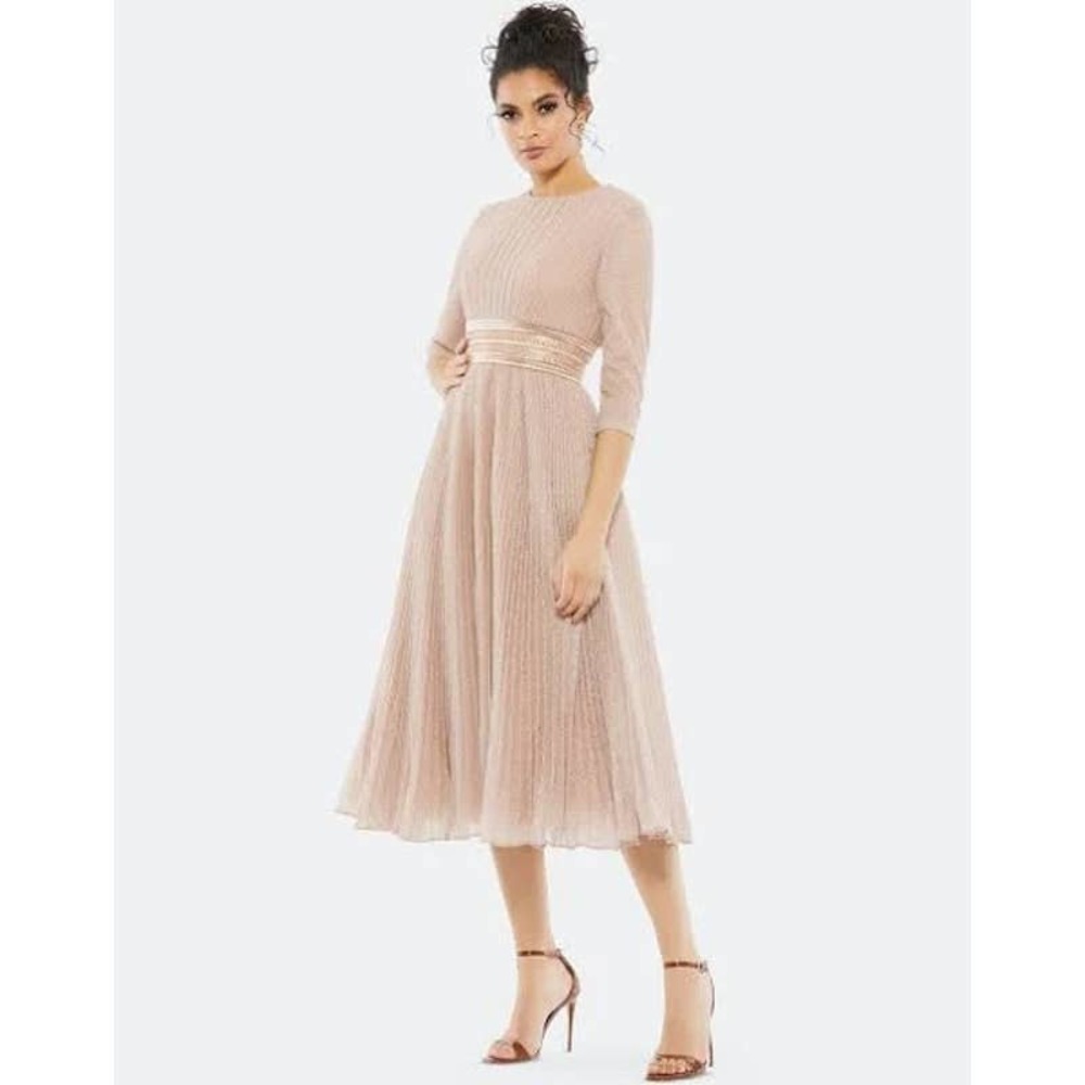 Mac Duggal Beige Midi Dress